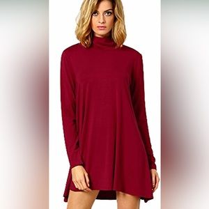 New Loose Turtleneck A-line Trapeze Tent Dress